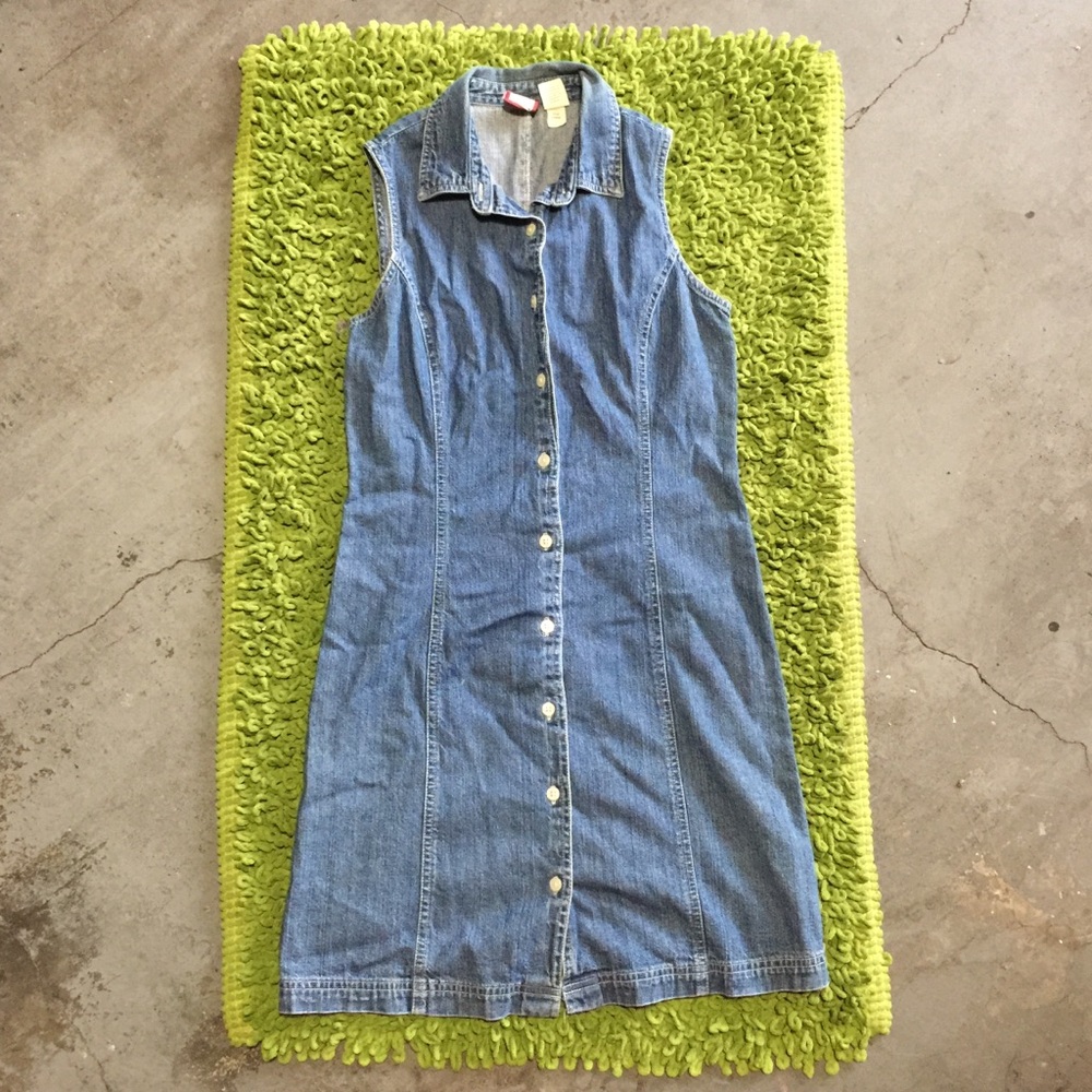 90’s vintage old navy denim mini collar dress